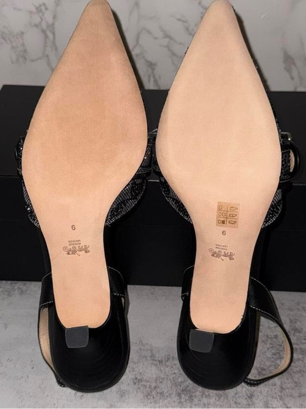 Coach Women’s Margot Slingbacks Signature Kitten Heels Black Crystal - Picture 6 of 9